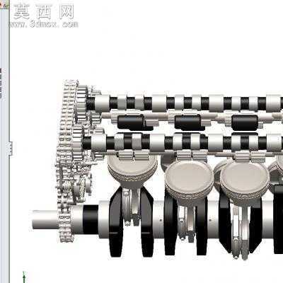 7缸发动机活塞连杆总成 3D模型