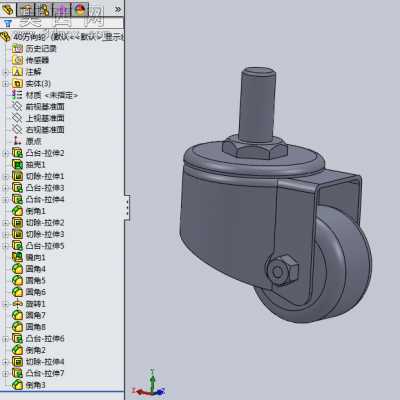 几款常用的脚轮Solidworks标准件 3D模型