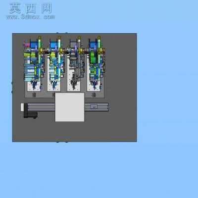 自动化4工位贴标机 3D模型