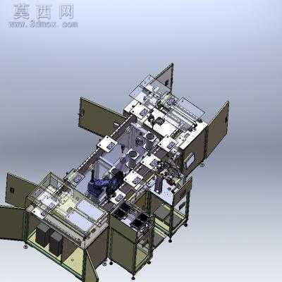 全自动直线循环生产线(贴标组装测试) 3D模型