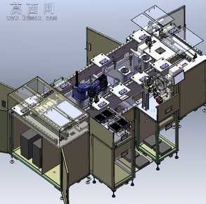 全自动直线循环生产线(贴标组装测试) 3D模型