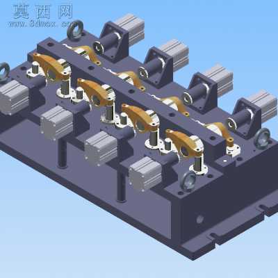 发动机进排气摇臂加工中心高效夹具 3D模型