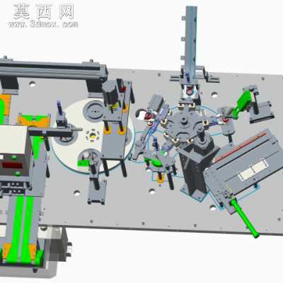 双转盘风扇扇页组装机:扇页充入磁一体机 3D模型