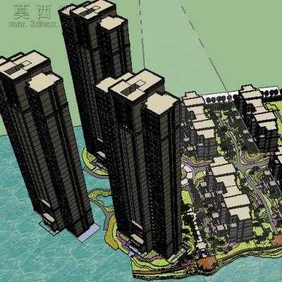 欧式小区规划景观 3D模型