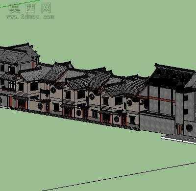 民国风格商业街建筑房 3D模型