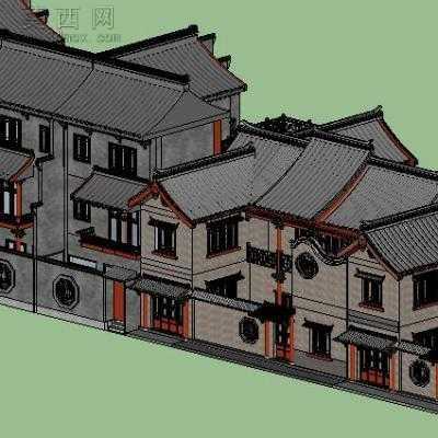 民国风格商业街建筑房 3D模型