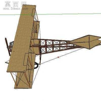 双层老式飞机滑翔机 3D模型