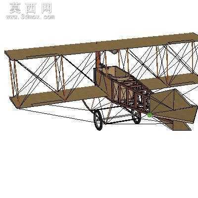 双层老式飞机滑翔机 3D模型