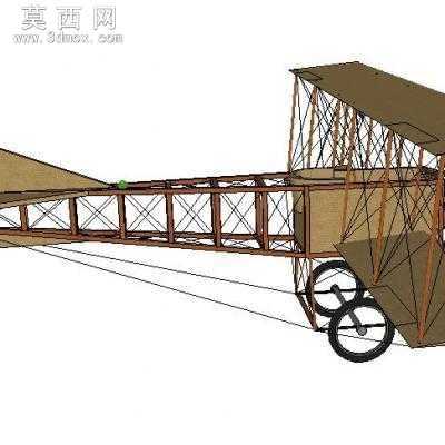双层老式飞机滑翔机 3D模型