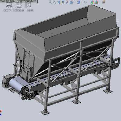 带料斗的带式输送机上料设备 3D模型