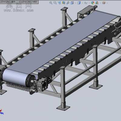 带料斗的带式输送机上料设备 3D模型
