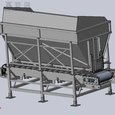 带料斗的带式输送机上料设备 3D模型