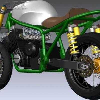 本田CBX1000摩托车含CB666引擎 3D模型