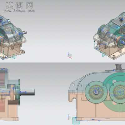 二级齿轮减速器及其运动仿真 装配,爆炸动画 3D模型