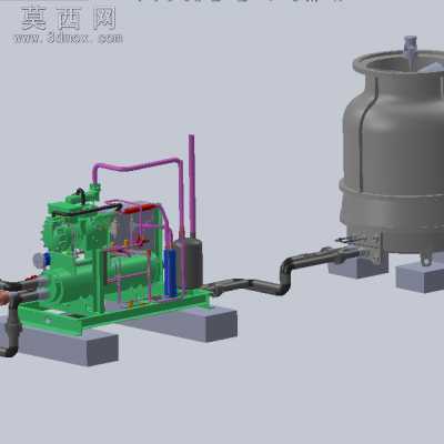 凝汽式机组与冷却塔 3D模型
