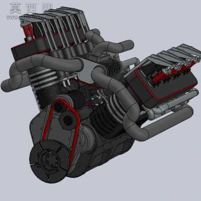 汽车V8发动机 3D模型