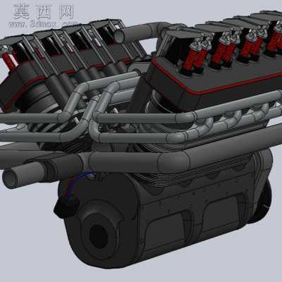 汽车V8发动机 3D模型