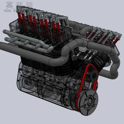 汽车V8发动机 3D模型