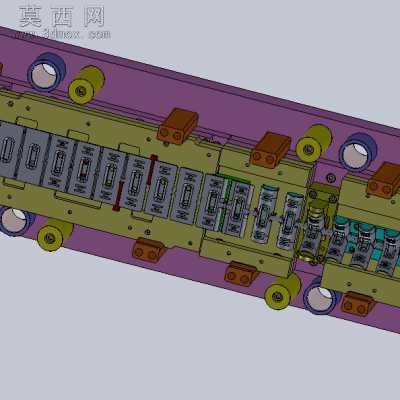3D冲模-精益管2号接头五金连续模 3D模型