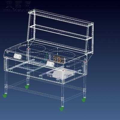 双头不锈钢灶 3D模型