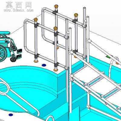 残疾人游泳池扶梯 3D模型