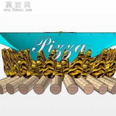 煎烤披萨的木质厨具 3D模型