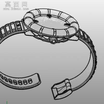 采用木片装饰设计的手表 3D模型