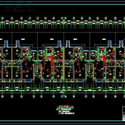 某多层砖混住宅B1-F6建筑结构水暖电施工图-5500平43张CAD图 CAD图纸