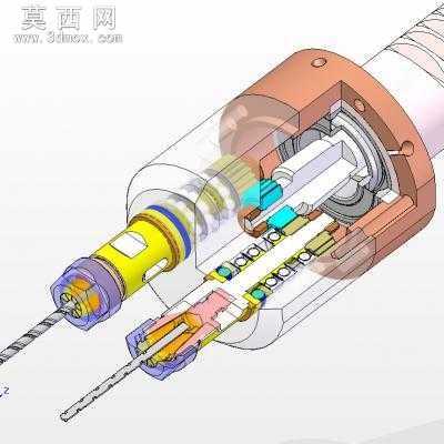 钻孔机钻头(双钻头)内部结构 3D模型
