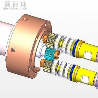 钻孔机钻头(双钻头)内部结构 3D模型