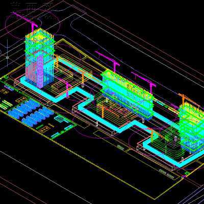 塔楼建筑施工图纸 3D模型