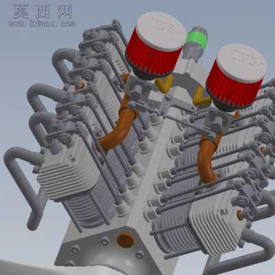 V8航模发动机 3D模型