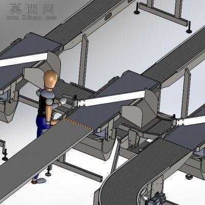 鲑鱼加工输送机大型流水线 3D模型