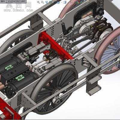 蒸汽车主框架含传动装置与发动机 3D模型