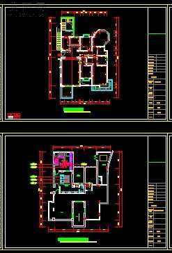 某跃层样板房田园风格装饰施工图-约400平88张CAD图2张效果图 CAD图纸