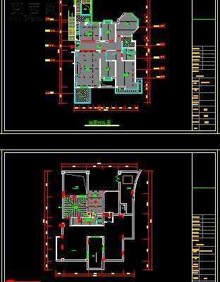 某跃层样板房田园风格装饰施工图-约400平88张CAD图2张效果图 CAD图纸