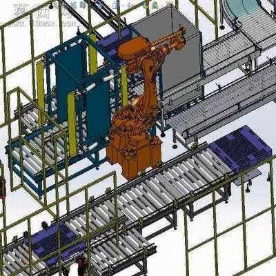 全自动码垛缠绕包装输送一体生产线 3D模型