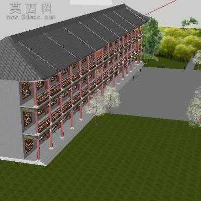 中国古楼建筑设计su模型 3D模型