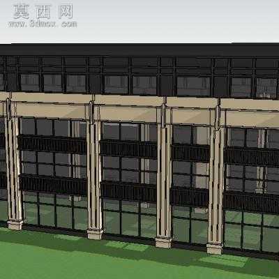 小区会所建筑设计方案su模型 3D模型