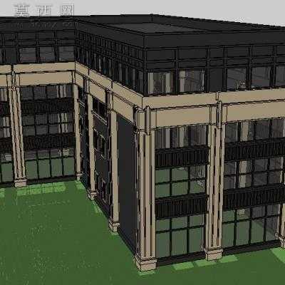 小区会所建筑设计方案su模型 3D模型