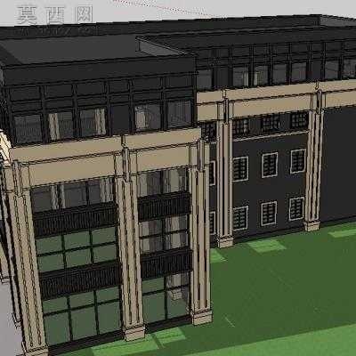 小区会所建筑设计方案su模型 3D模型