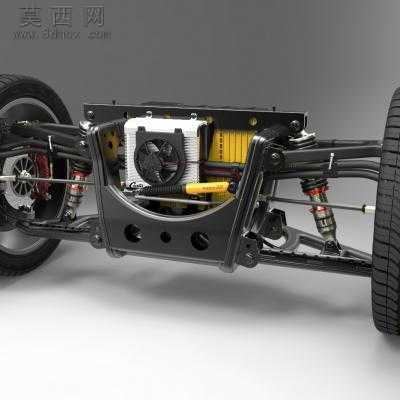 Tesla特斯拉电动汽车电力驱动系统(含悬挂结构) 3D模型