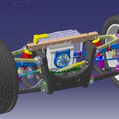 Tesla特斯拉电动汽车电力驱动系统(含悬挂结构) 3D模型