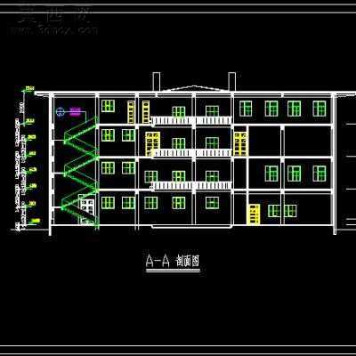 33.6米X30.74米四层某学校图书馆建筑设计方案全套图纸-2600平12张CAD图 CAD图纸
