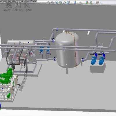 冷水机制冷系统充氨设备 3D模型