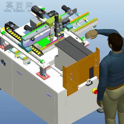 SMT在线式自动贴二维码机手机PCB板贴条码设备 3D模型