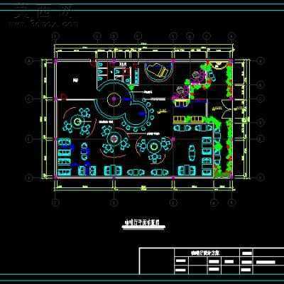 某咖啡厅设计方案作业全套-480平CAD图纸5张 CAD图纸