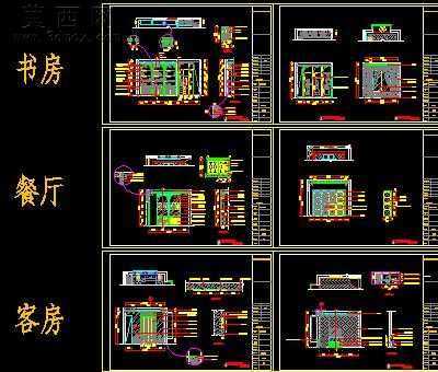 某复式住宅东南亚风格装饰施工图及效果图-540平CAD图纸74张 CAD图纸