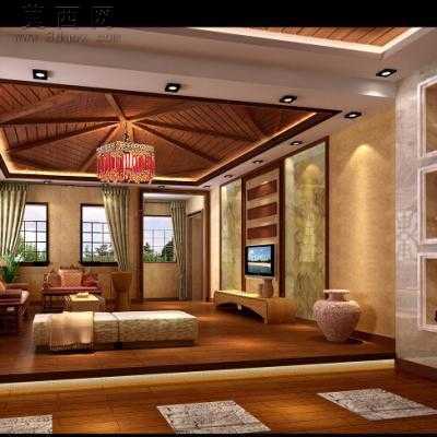 某复式住宅东南亚风格装饰施工图及效果图-540平CAD图纸74张 CAD图纸
