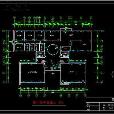 南方某高校图书馆建筑设计作业-4层5600平7张CAD图 CAD图纸
